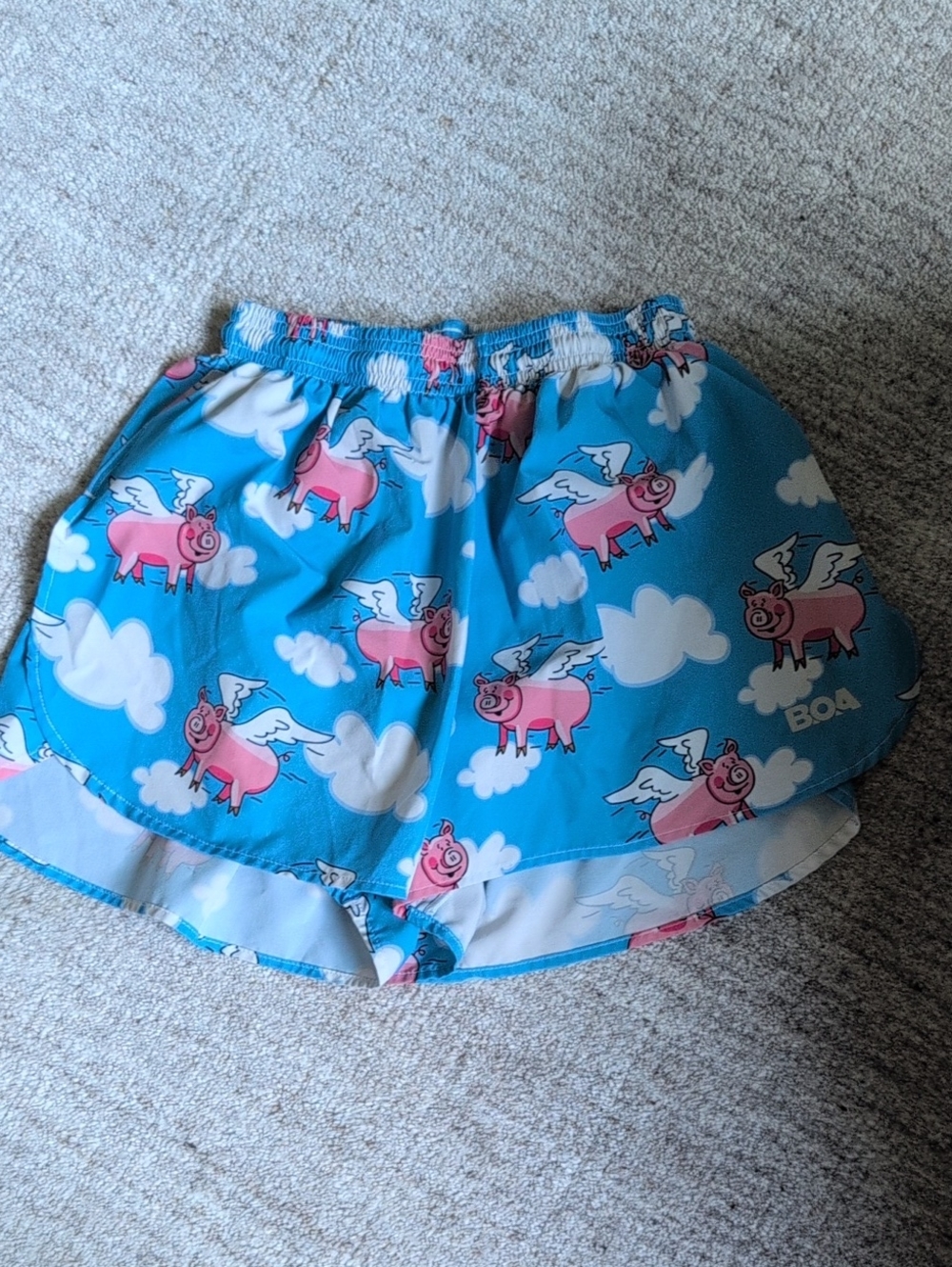 BOA Men's Athletic 3" Half Split Shorts with Flying Pig Print